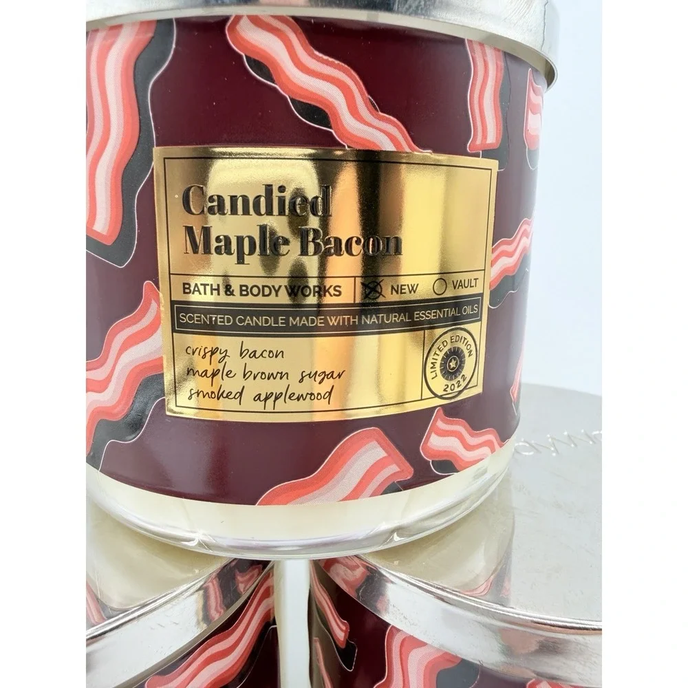 (3) Bath & Body Works CANDIED MAPLE BACON Candles 14.5 oz 3-Wick LE - Picture 2 of 6